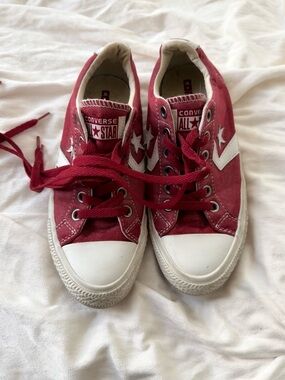 Converse Maroon Low-Top Sneakers with White Star Chevron